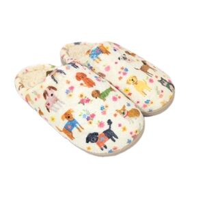 Women Dog Slippers Large NEW Natural Life novelty print Slip on Fleece colorful